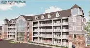  ?? Contribute­d rendering ?? Developers are looking to expand on already approved plans for a marina, restaurant and apartment buildings off River Road along the Housatonic River.