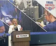  ?? THE OKLAHOMAN] [PHOTO BY ABBY BITTERMAN, ?? Gov. Mary Fallin speaks to Terex Corp. employees in Oklahoma City about the importance of workers having relevant skills for today’s jobs.