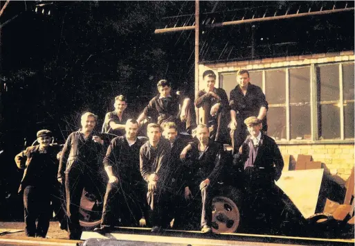  ??  ?? Looking Back reader Pauline Hallam has been in touch with the Echo. Her late husband Barry used to work for Zachariah Onions. Pictured are: Back row; from left to right Bob Granger, Mr Waldron, his brother, Derek Hassell. Front row from left to right:...