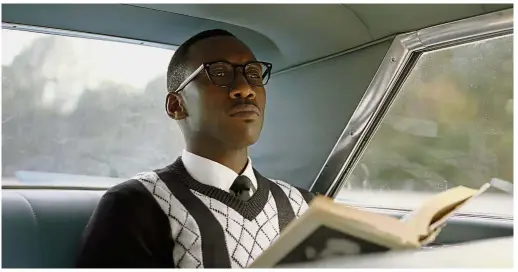  ?? — AP ?? Complicate­d road trip tale: Mahershala Ali plays the film’s main character – real life jazz musician Don Shirley as he tours the United States’ racially divided South with his driver and bodyguard.