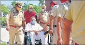  ?? HT ?? Wheelchair-bound Mukhtar Ansari being taken to Mohali court on Tuesday.