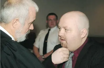  ?? KEITH GOSSE / ST. JOHN’S TELEGRAM FILES ?? Brian Doyle, right, speaks to lawyer John Duggan in Newfoundla­nd and Labrador Supreme Court in St. John’s in 2002.