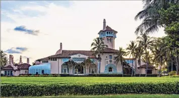  ?? Saul Martinez / New York Times ?? A gathering of Republican leaders and top donors in Florida this weekend is less a reset of priorities and more a reminder of the tensions that former President Donald Trump instills in his party. His private club, Mar-a-lago, is shown.