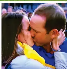  ??  ?? Tears: Sergio Garcia and wife Angela on the green