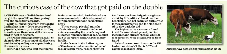  ??  ?? Auditors have been visiting farms across the EU