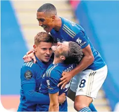  ??  ?? Jamie Vardy after scoring Leicester City’s second goal