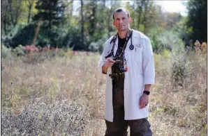  ?? Special to the Democrat-Gazette/Heather Collins, Sells Agency ?? Conway Regional Medical Center’s Dr. Thad Hardin is out, standing in his field, getting ready for the inaugural Duck Derby fundraiser.