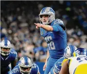  ?? ?? Jared Goff of the Detroit Lions calls a play at the line during the first half against the Los Angeles Rams in the NFC Wild Card Playoffs at Ford Field last Sunday in Detroit.