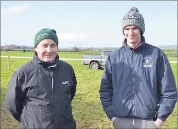  ?? (Pic: John Ahern) ?? KEEPING THE SHOW ON THE ROAD IN 2020: Secretary, Liam O’Doherty (Ballygibli­n) and joint treasurer, Patrick Moakley (Kilworth) whose committee staged the Kilworth & Araglen point-to-points behind closed doors in Ballyarthu­r, Fermoy in March 2020.