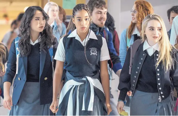  ?? COURTESY OF 20TH CENTURY FOX ?? From left, Megan Lawless, Amandla Stenberg and Sabrina Carpenter in a scene from “The Hate U Give.”