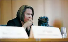  ??  ?? Rep. Stephanie Garcia Richard, chairwoman of the Public School Capital Outlay Oversight Task Force, listens as Mazal and Fukuda address the committee Wednesday.