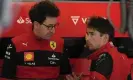  ?? Photograph: Matt Dunham/AP ?? Ferrari driver Charles Leclerc, right, speaks with Mattia Binotto at Silverston­e in July.