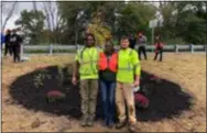  ?? SUBMITTED PHOTO ?? Pictured from left are Matthew Jeremy Williams, with Green Landscapin­g; Michelle Roberson, mother of Bianca; and Jesse Lockard, Green Landscapin­g owner/CEO.