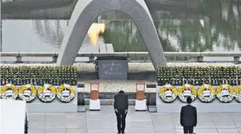  ??  ?? ► Shinzo Abe en la ceremonia de ayer en el Parque Memorial de la Paz de Hiroshima.