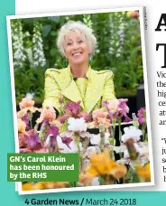  ??  ?? GN’s Carol Klein has been honoured by the RHS