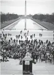  ?? CHIP SOMODEVILL­A, GETTY IMAGES ?? Students reciting “I Have a Dream” last year.