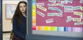  ?? BETH DUBBER, NETFLIX VIA THE ASSOCIATED PRESS ?? Katherine Langford in a scene from the Netflix series “13 Reasons Why,” about a teenager who dies by suicide.
