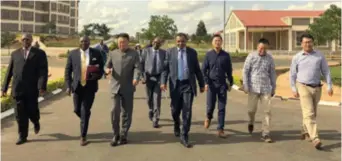  ??  ?? Chinese Ambassador Wu Peng (third left) visits Kenyatta University Teaching, Referral and Research Hospital on May 15, 2019