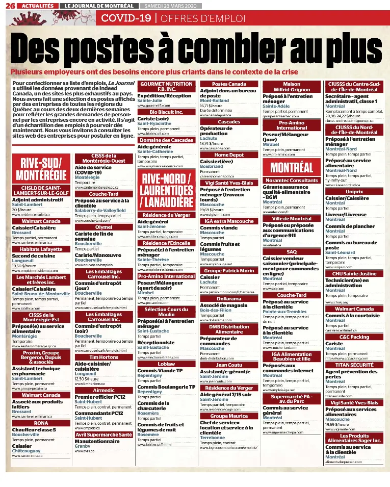 Des Postes A Combler Au Plus Vite Partout Au Quebec Pressreader
