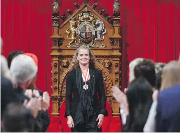  ?? SEAN KILPATRICK / THE CANADIAN PRESS ?? Julie Payette was installed as Canada’s 29th Governor General in the Senate chamber in Ottawa Monday.