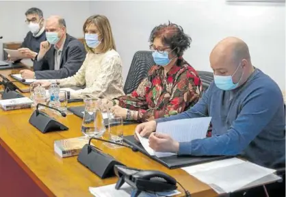  ?? ?? Los directores de los centros de salud de San Juan, Lodosa, Cascante y Lesaka, ayer en la comisión de Salud.