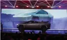  ??  ?? The Tesla Cybertruck is revealed in Los Angeles. Photograph: Ringo HW Chiu/AP