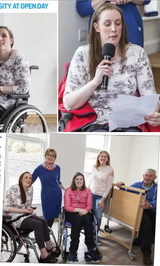  ??  ?? Above: Aoibheann and Mairead Mitchell in one of their new units, pictured at the Open Day last Friday. Pic: Donal Hackett.Right: Mairead speaks at the official opening ceremony performed by Noel Grealish TD and Sligo Council Chief Executive Ciarán Hayes. Mairead, Mum Kathleen, Aoibheann, Aine and Dad Hilary Mitchell. Pic: Donal Hackett.