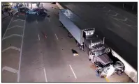  ?? Chattanoog­a Police Department via AP ?? This image from a drone video shows the aftermath of a June 2015 accident in Chattanoog­a, Tenn., that killed six people. A tractor-trailer slammed into a line of cars that had slowed down in a constructi­on zone.