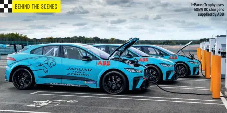  ??  ?? I-pace etrophy uses 50kw DC chargers supplied by ABB