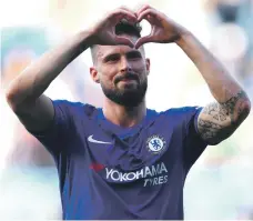  ?? Getty ?? Olivier Giroud shows his feelings after scoring the goal that proved to be the matchwinne­r for Chelsea against Liverpool