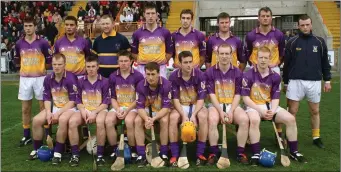  ??  ?? The Wexford Senior hurling team before the loss to Galway on April 10, 2005. Back (from left): Diarmuid Lyng, Keith Rossiter, Damien Fitzhenry, David O’Connor, Willie Doran, Darren Stamp, Declan Ruth, Nigel Higgins. Front (from left): Paul Carley, Des Mythen, Malachy Travers, Rory McCarthy, Eoin Quigley, Michael Jacob (capt.), Rory Jacob.