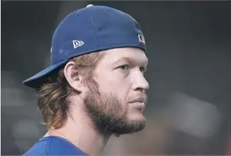  ?? Norm Hall Getty Images ?? DODGERS ace Clayton Kershaw will be well rested going into Game 1. When he takes the mound he will be pitching for the first time in eight days. It’s a marked contrast from the scenario in 2016.