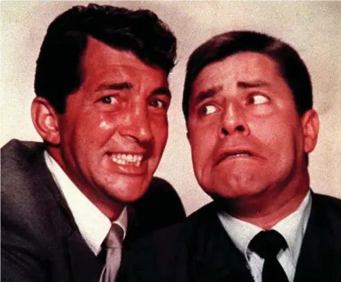  ??  ?? DYNAMIC DUO: Comedy icon Jerry Lewis, right, pictured with the other half of his famous double act, Dean Martin. Lewis died on Sunday morning at his home in Las Vegas, surrounded by family.