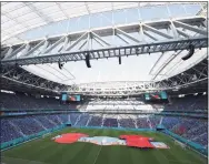 ?? Anton Vaganov / Associated Press ?? St. Petersburg Stadium before the Euro 2020 quarterfin­al between Switzerlan­d and Spain on July 2. Russia has been stripped of the Champions League final by UEFA, with St. Petersburg replaced by Paris after Russia’s invasion of Ukraine.