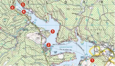  ??  ?? There are a number of visitor centres around the water with Tower Knowe, the first one, coming from the south. Try the raised bog of Falstone Moss (Northumber­land Wildlife Trust) close to here with the chance of Whinchat, Meadow Pipit, 6
5 4 2 3 1