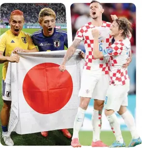  ?? GETTY ?? i giapponesi Ritsu Doan e Yuto Nagatomo e i croati Dejan Lovren e Luka Modric. Le due nazionali si sfidano per la terza volta, gli asiatici non hanno mai vinto né segnato