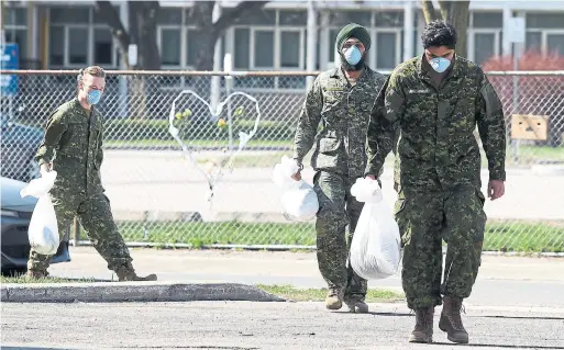  ?? STEVE RUSSELL TORONTO STAR ?? Canadian troops were called in to help the hard-hit Eatonville Care Centre in Etobicoke. The home says it is following up-to-date public health guidelines.