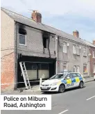  ??  ?? Police on Milburn Road, Ashington