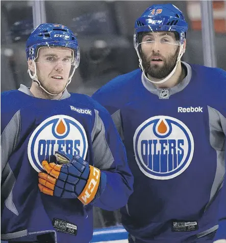  ?? GREG SOUTHAM ?? Connor McDavid, left, helped Oilers teammate Patrick Maroon pot 27 goals in 2016-17, and with Leon Draisaitl moving to a new line this season, it will be interestin­g to see who will win the opportunit­y to skate alongside McDavid and Maroon when the...