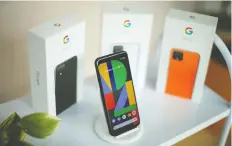  ?? EDUARDO MUNOZ/REUTERS ?? Google has introduced its Pixel 4 phones in two sizes, though Apple and Samsung still rule the market.