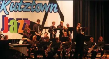  ??  ?? Oley Valley Middle School Jazz Band performs at Kutztown Jazz Festival on March 18. They won outstandin­g performanc­e.