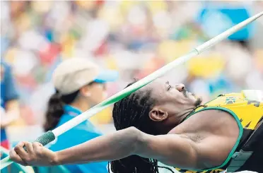  ??  ?? Jamaica’s Alphanso Cunningham competing in the men’s javelin throw – F54 final in Olympic Stadium during the Paralympic Games in Rio de Janeiro, Brazil, last Friday. Cunningham placed fifth in the event.