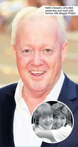  ??  ?? Keith Chegwin, who died yesterday, and inset with former wife Maggie Philbin