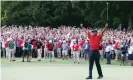  ??  ?? Tiger Woods wins at East Lake in September 2018 – one of the most evocative moments of his career. Photograph: Tim Bradbury/Getty Images