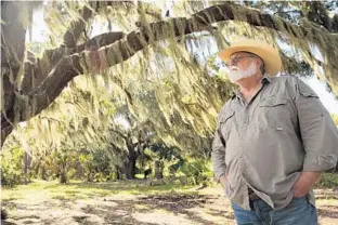  ?? PHOTOS BY RICARDO RAMIREZ BUXEDA/ORLANDO SENTINEL ?? Steven Lumbert looks over the property where he hopes to build Crappie Eco Ranch near Fruitland Park.