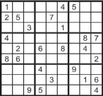  ??  ?? Fill in all the squares in the grid so that each row, column and each of the 9X9 squares contains all the digits from 1 to 9.