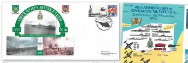  ??  ?? This commemorat­ive postal cover commemorat­ed 50 years of helicopter operations which had started at Suez in 1956
Right: This cover was issued by Gibraltar to commemorat­e the 40 anniversar­y of Suez