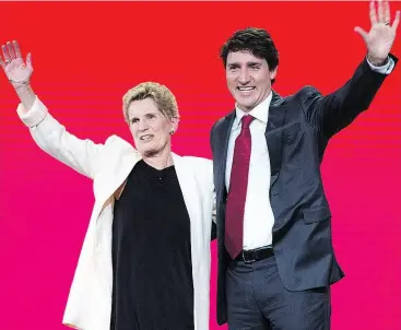  ?? ANDREW VAUGHAN / THE CANADIAN PRESS ?? The coalitions of Kathleen Wynne and Justin Trudeau have ranged so far left as to be unrecogniz­able to generation­s of Liberals, the Post’s Andrew Coyne writes.