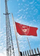  ??  ?? A flag at Pittodrie flying at half mast