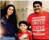  ??  ?? ALL SMILES: Harikrishn­an Nair with wife Nisha and son Karan